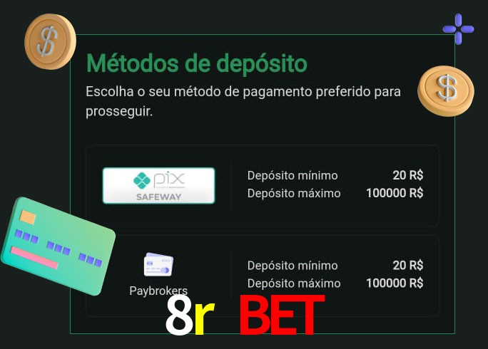 O cassino 8r bet oferece uma grande variedade de métodos de pagamento